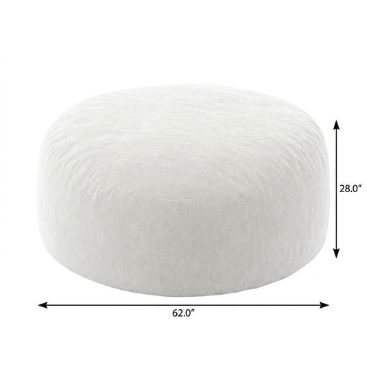 62" White Upholstered Bean Bag Chair
