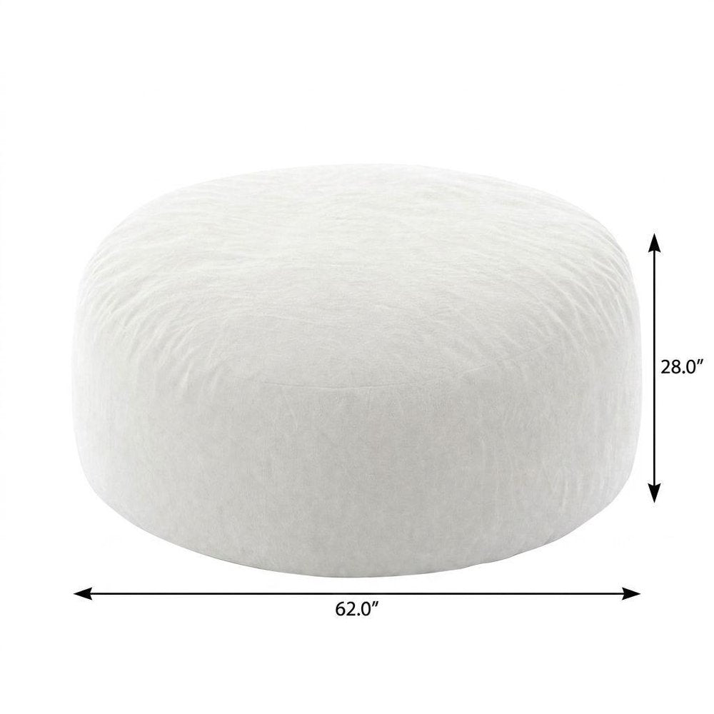 62" White Upholstered Bean Bag Chair — view 2