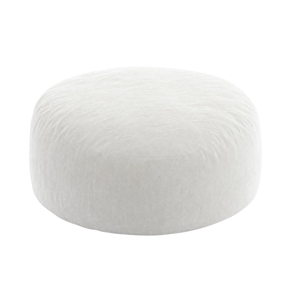 62" White Upholstered Bean Bag Chair