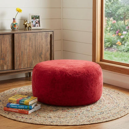 62" Red Upholstered Bean Bag Chair