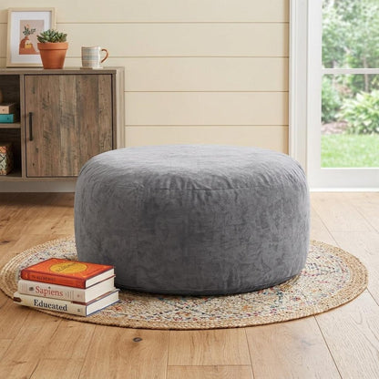 62" Gray Upholstered Bean Bag Chair HomeRoots