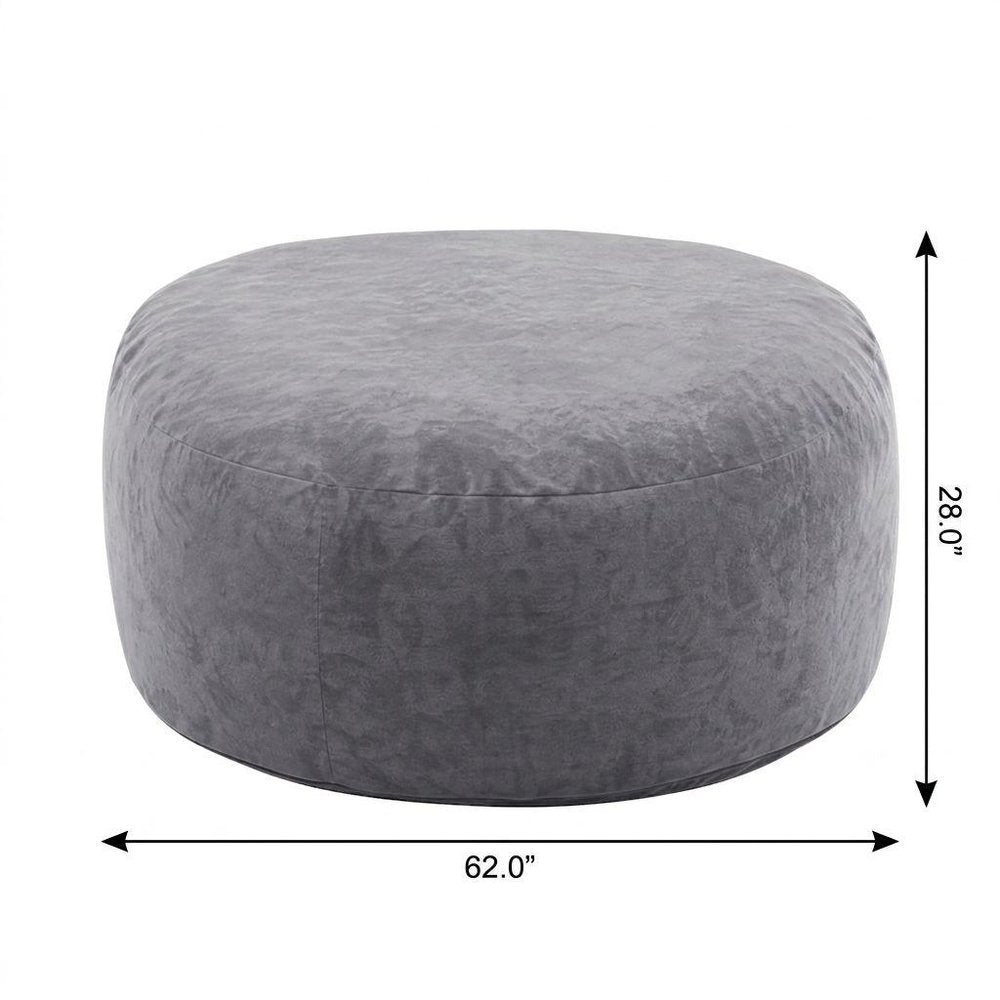 62" Gray Upholstered Bean Bag Chair — view 2