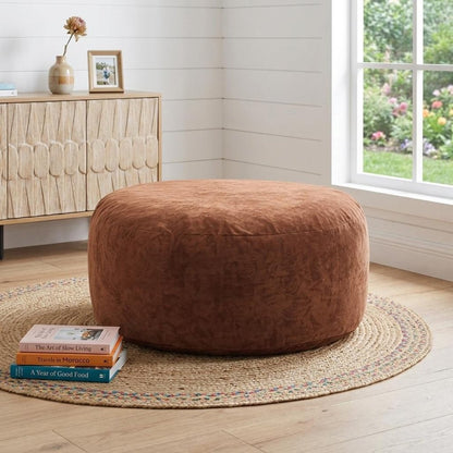 62" Brown Upholstered Bean Bag Chair HomeRoots