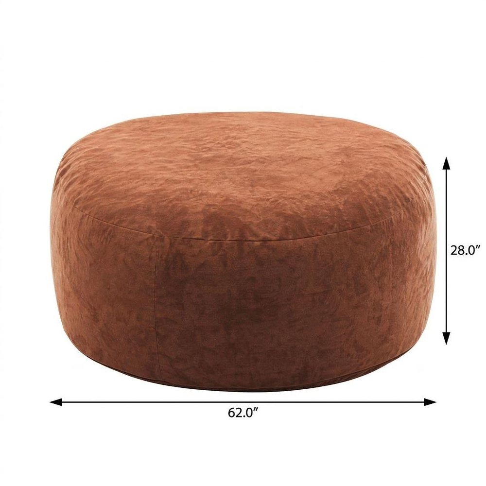 62" Brown Upholstered Bean Bag Chair