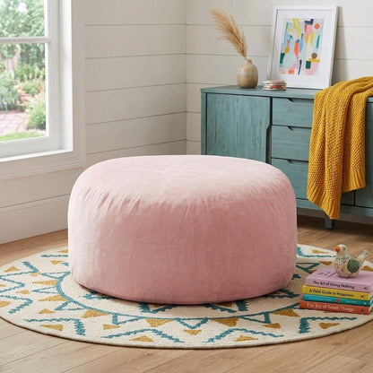 62" Pink Upholstered Bean Bag Chair