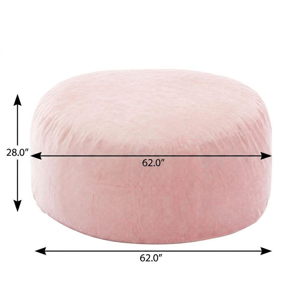 62" Pink Upholstered Bean Bag Chair — view 2