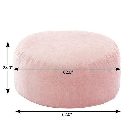 62" Pink Upholstered Bean Bag Chair