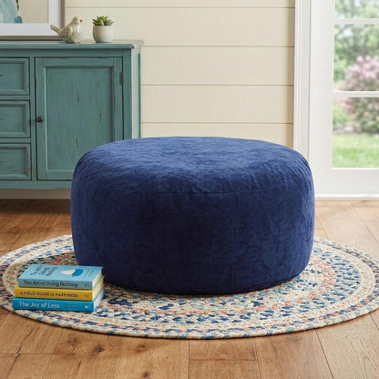 62" Blue Upholstered Bean Bag Chair HomeRoots