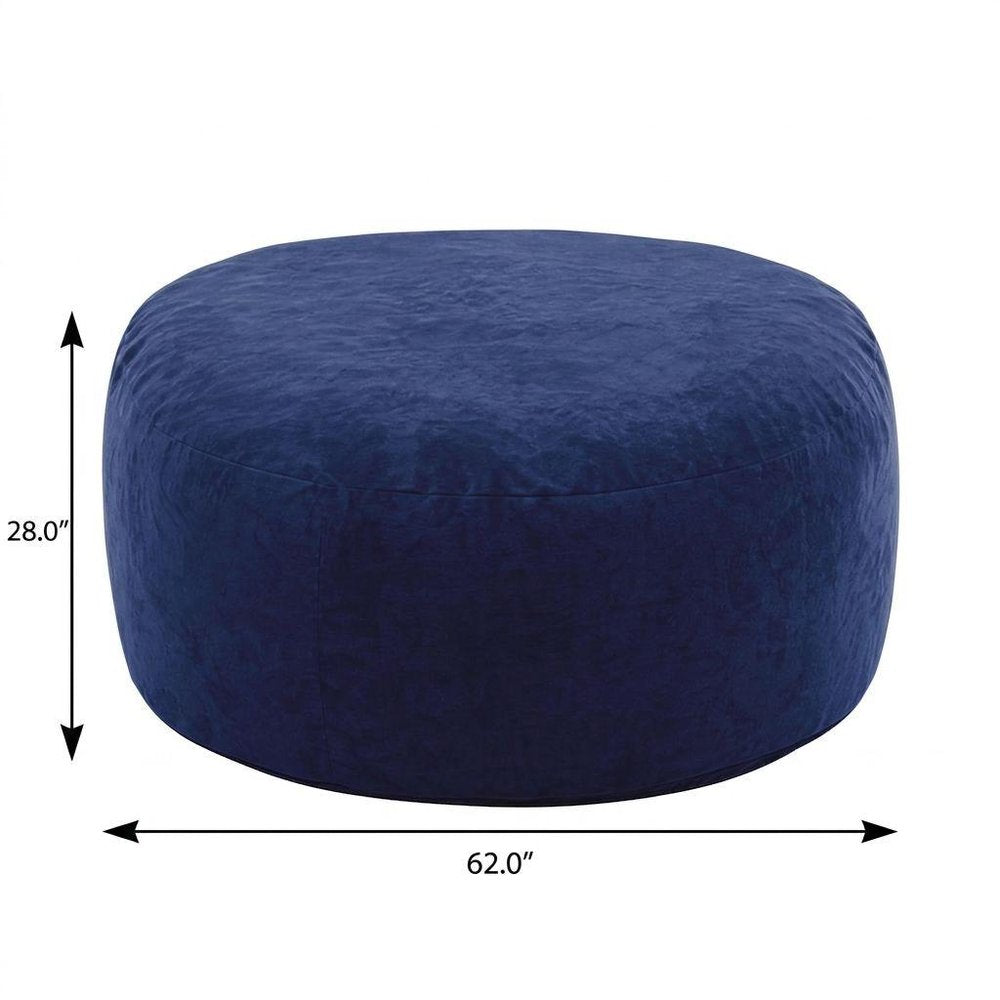 62" Blue Upholstered Bean Bag Chair HomeRoots