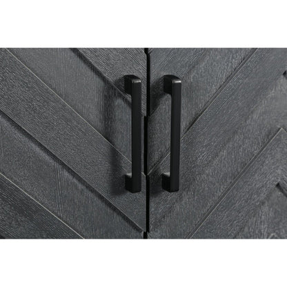 60" Gray Wood Carved Chevron Sideboard With Two Doors HomeRoots
