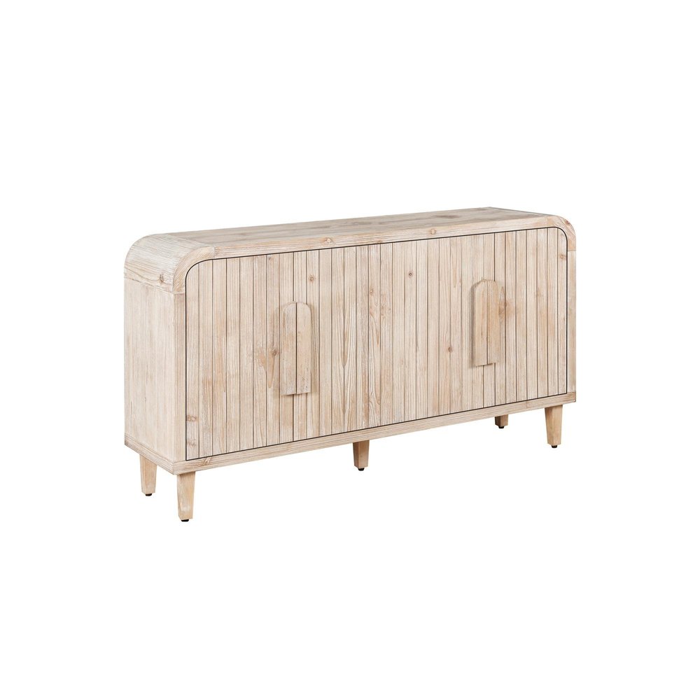 59" Black Distressed Wood Paneled Sideboard With Four Doors HomeRoots
