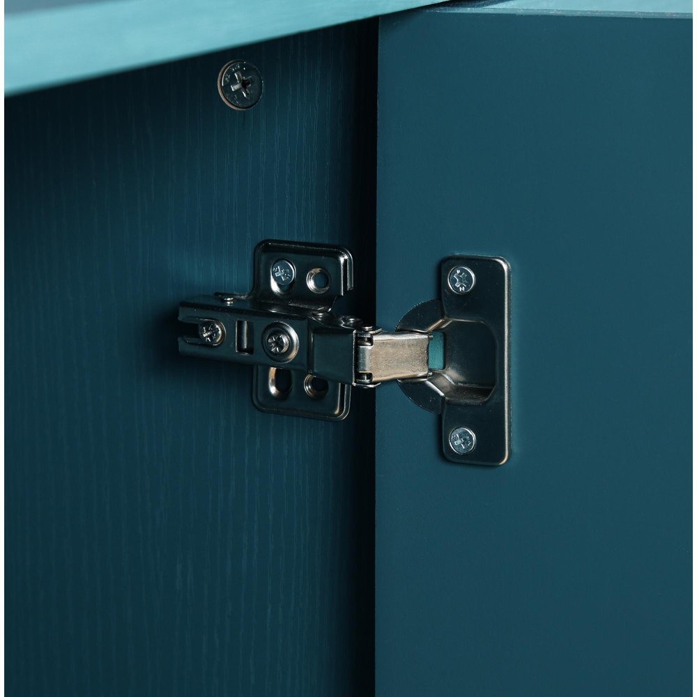 63" Teal Blue Wood Carved Scrollwork Sideboard With Four Doors — view 1