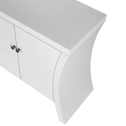 59" White Wood Curved Edge Sideboard With Four Doors HomeRoots
