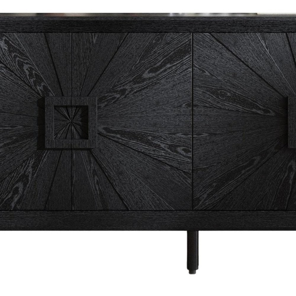 60" Natural Wood Carved Geometric Credenza With Two Doors — view 8