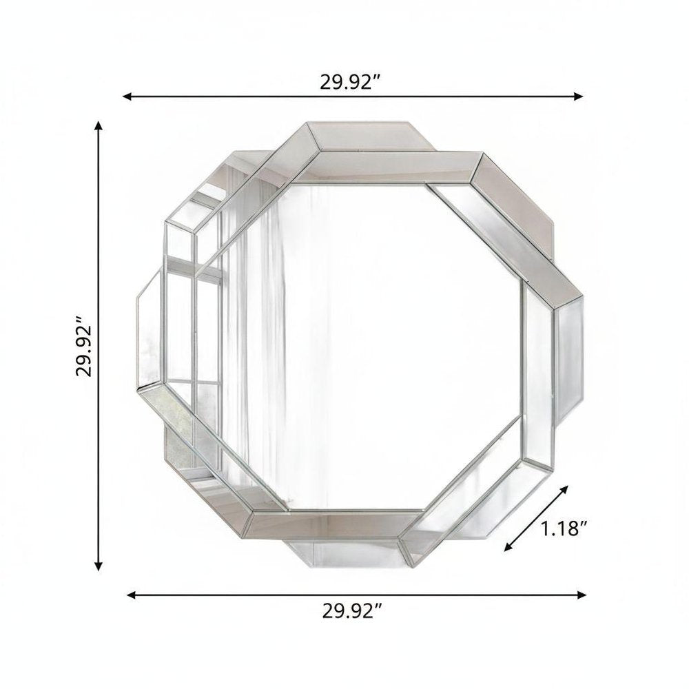 30" Octagon Beveled Geometric Frameless Accent Mirror HomeRoots