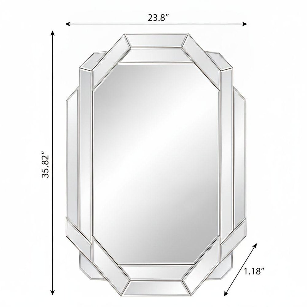 30" Octagon Beveled Geometric Frameless Accent Mirror — view 13
