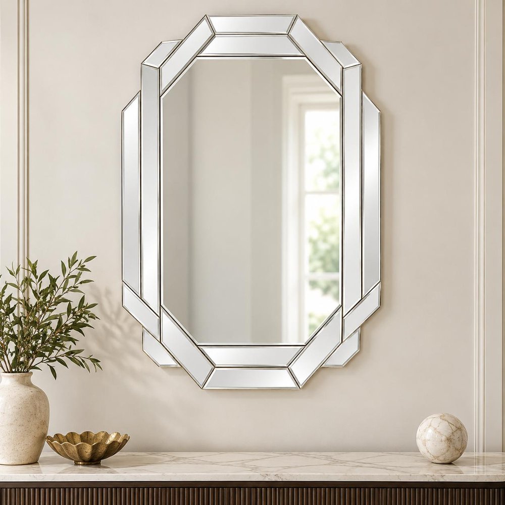 30" Octagon Beveled Geometric Frameless Accent Mirror — view 9