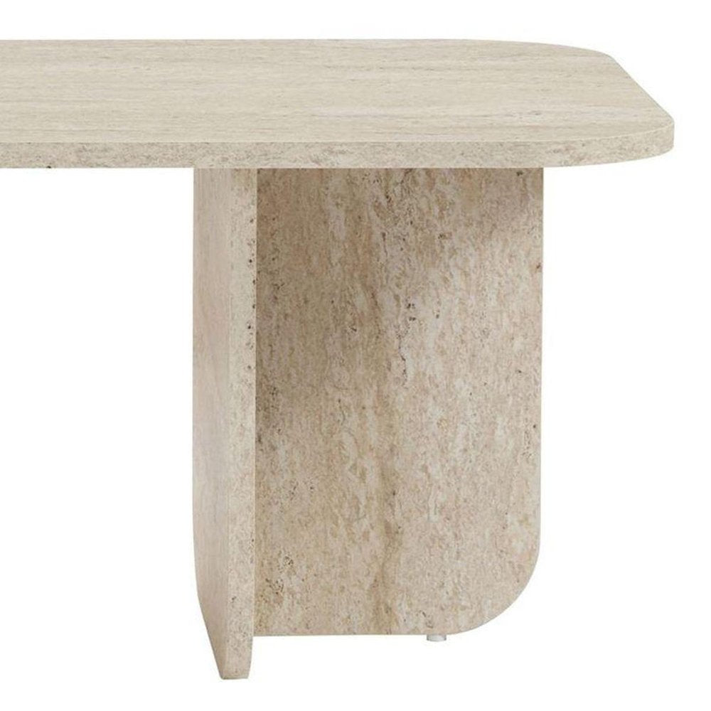 48" Tan Melamine Veneer And Wood Oval Double Pedestal Coffee Table — view 6