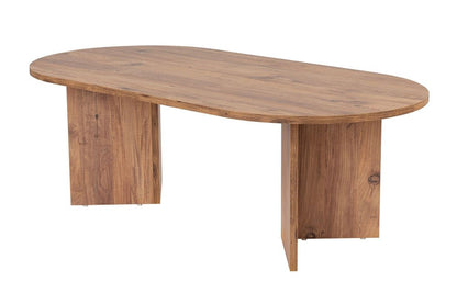 47" Wheat Melamine Veneer And Wood Oval Double Pedestal Coffee Table HomeRoots