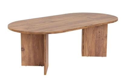 47" Wheat Melamine Veneer And Wood Oval Double Pedestal Coffee Table HomeRoots
