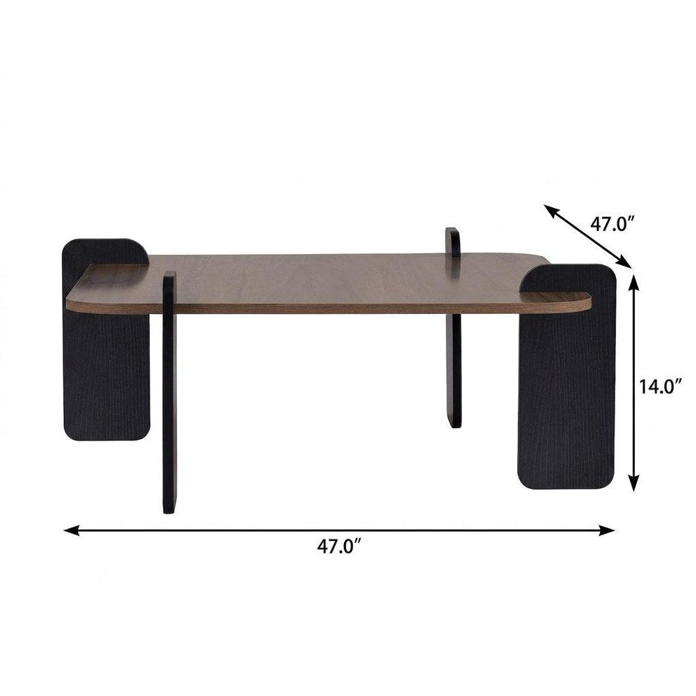 47" Walnut Melamine Veneer And Wood Coffee Table — view 7