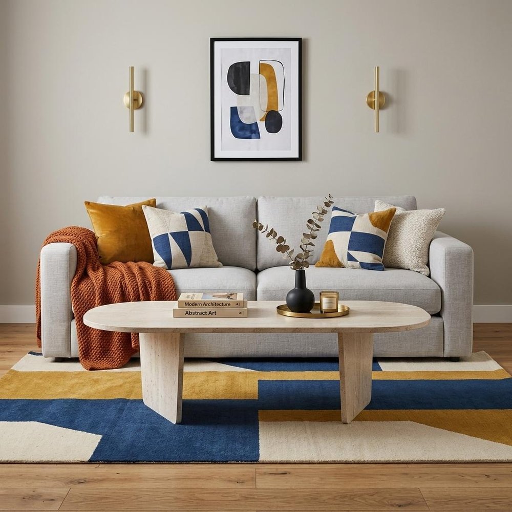 52" Tan Melamine Veneer And Wood Oval Double Pedestal Coffee Table — view 6