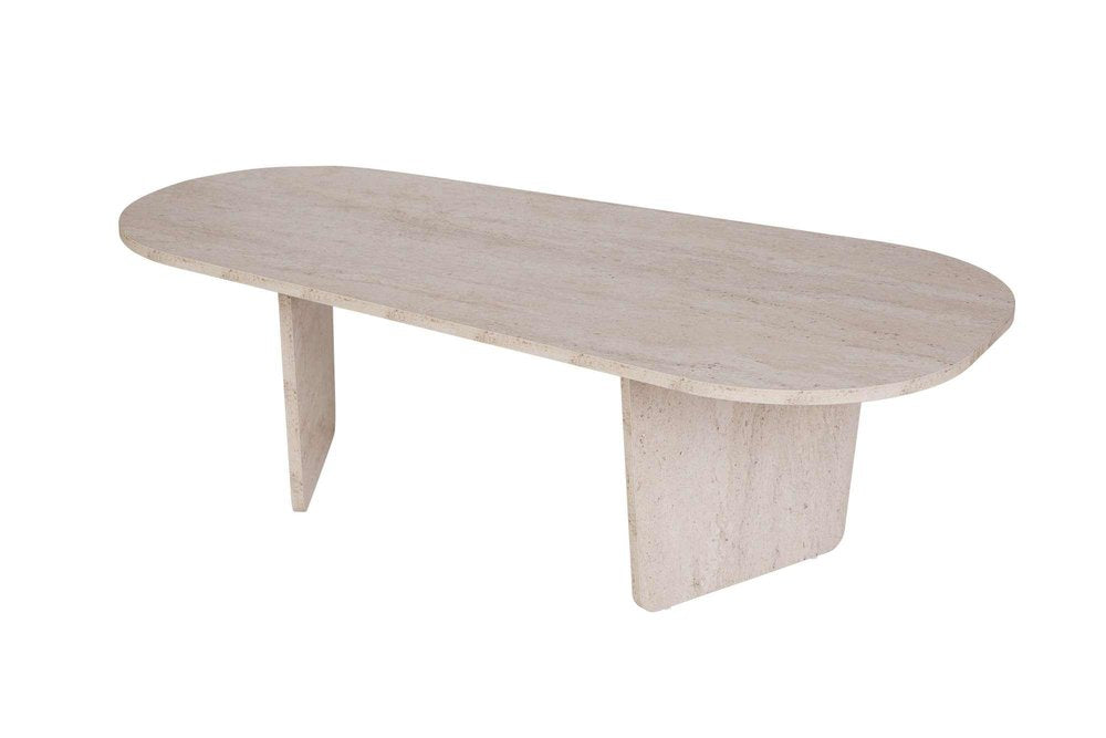 52" Tan Melamine Veneer And Wood Oval Double Pedestal Coffee Table — view 1