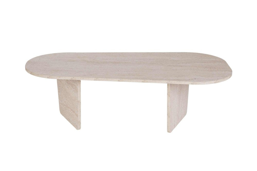 52" Tan Melamine Veneer And Wood Oval Double Pedestal Coffee Table — view 2