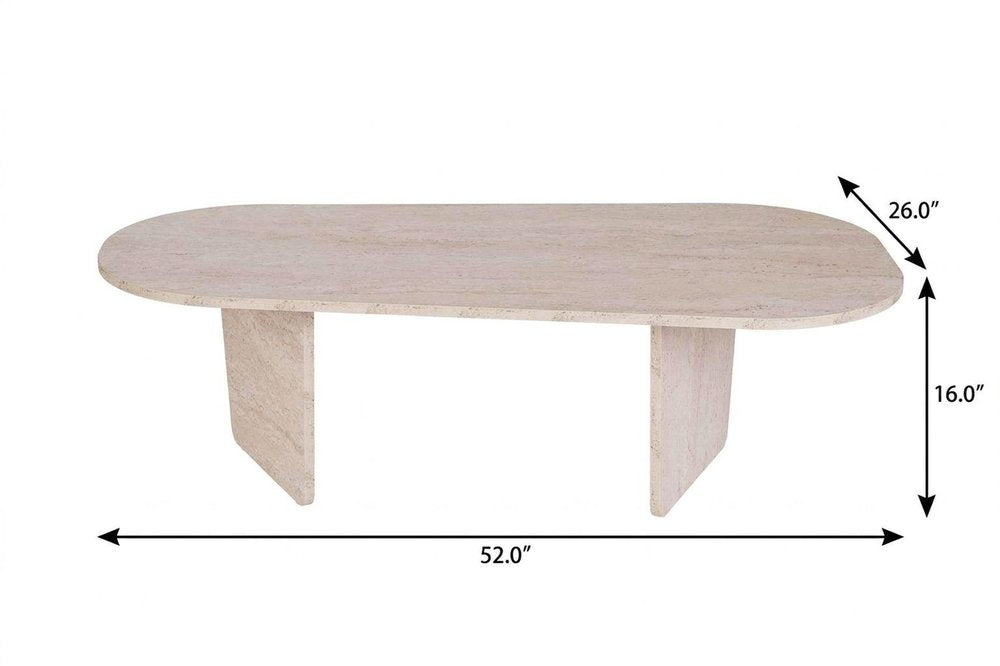 52" Tan Melamine Veneer And Wood Oval Double Pedestal Coffee Table — view 3
