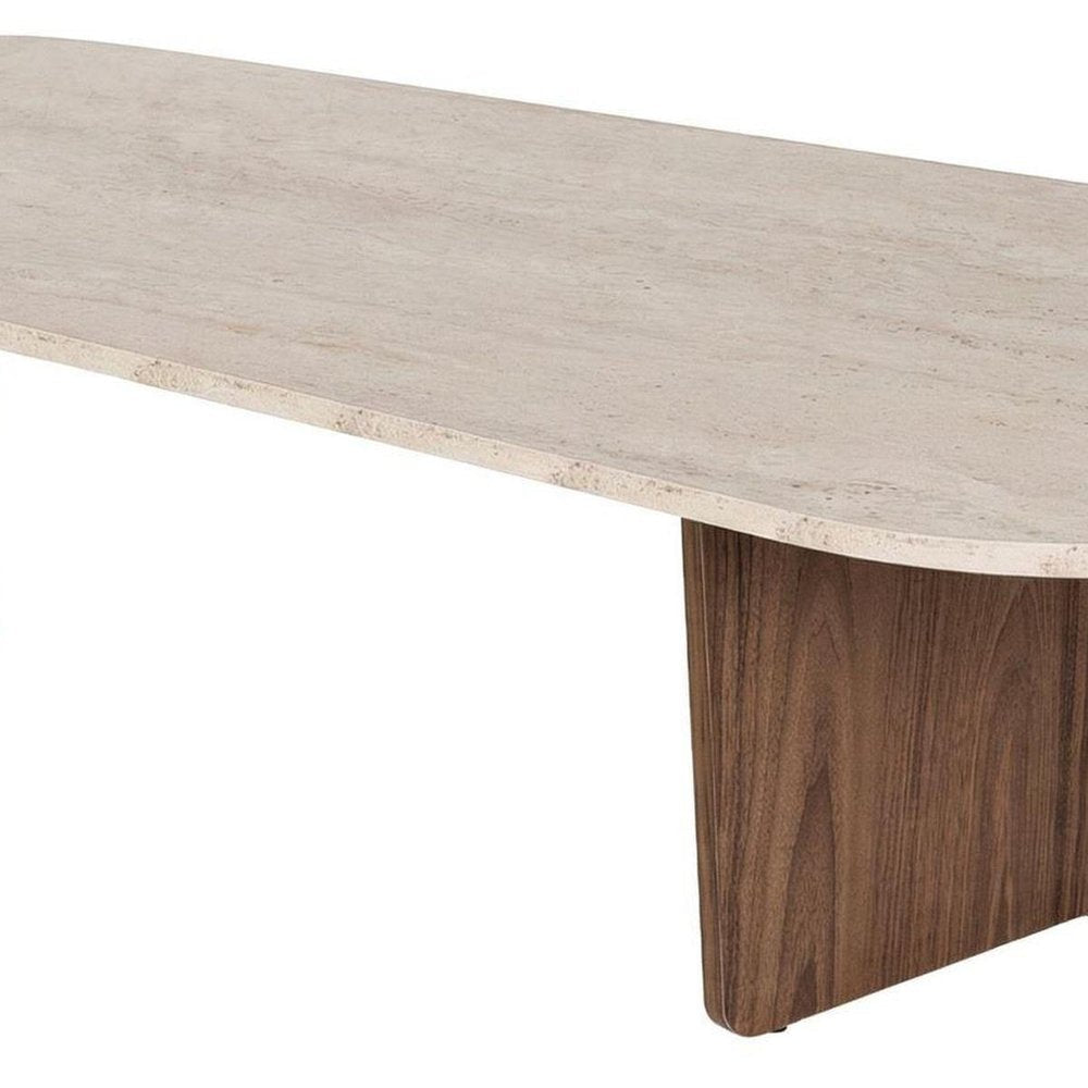 52" Tan Melamine Veneer And Wood Oval Double Pedestal Coffee Table — view 4