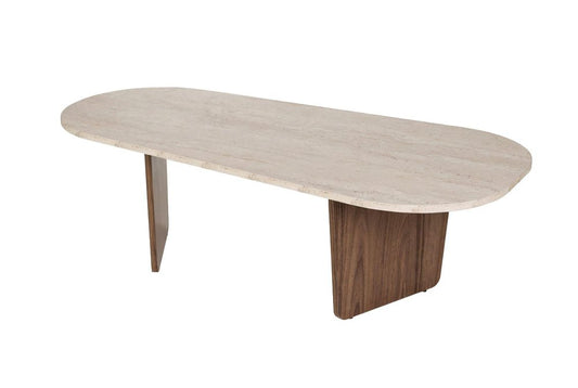 52" Tan Melamine Veneer And Wood Oval Double Pedestal Coffee Table HomeRoots