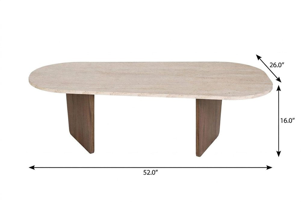 52" Tan Melamine Veneer And Wood Oval Double Pedestal Coffee Table — view 3