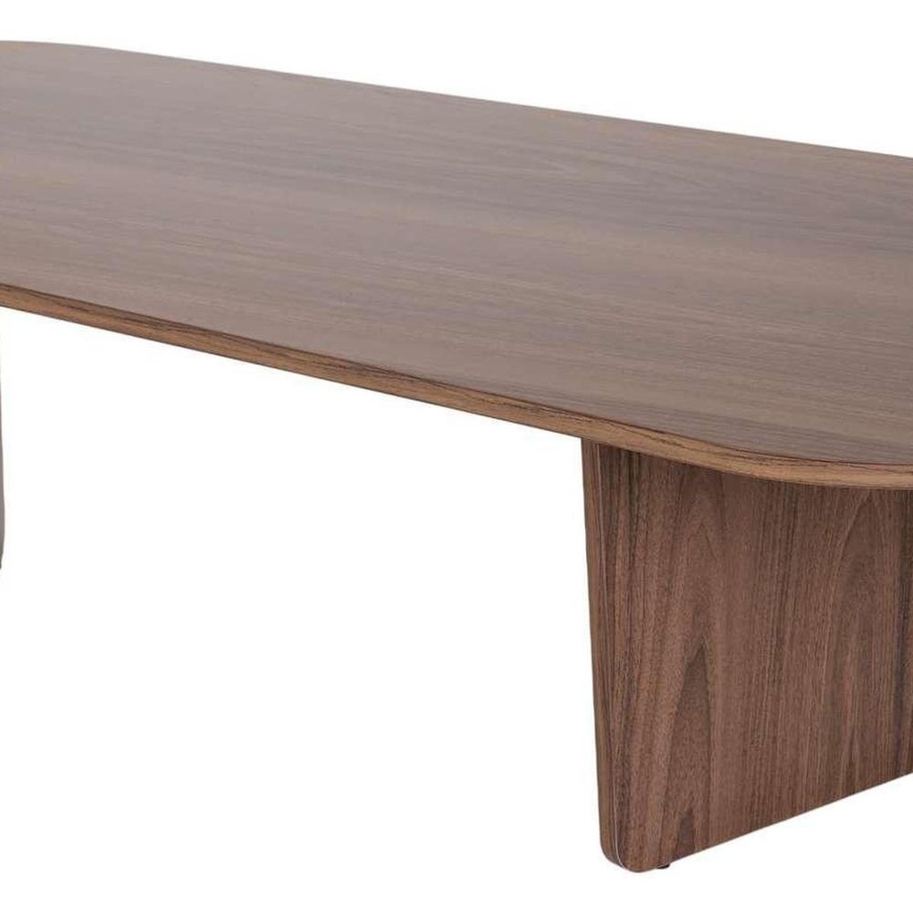 52" Walnut Melamine Veneer And Wood Oval Double Pedestal Coffee Table — view 5