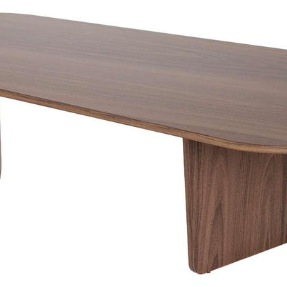 52" Walnut Melamine Veneer And Wood Oval Double Pedestal Coffee Table HomeRoots