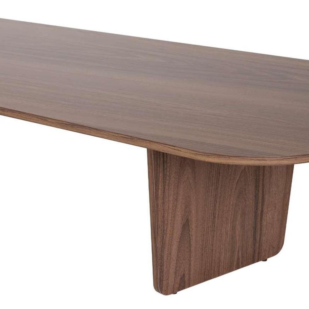 52" Walnut Melamine Veneer And Wood Oval Double Pedestal Coffee Table HomeRoots