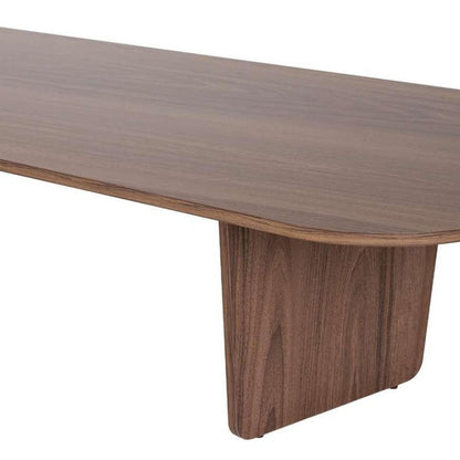52" Walnut Melamine Veneer And Wood Oval Double Pedestal Coffee Table HomeRoots