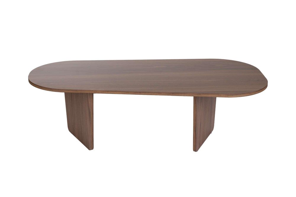 52" Walnut Melamine Veneer And Wood Oval Double Pedestal Coffee Table HomeRoots