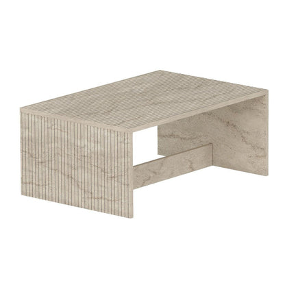 36" Tan Melamine Veneer And Wood Block Coffee Table HomeRoots