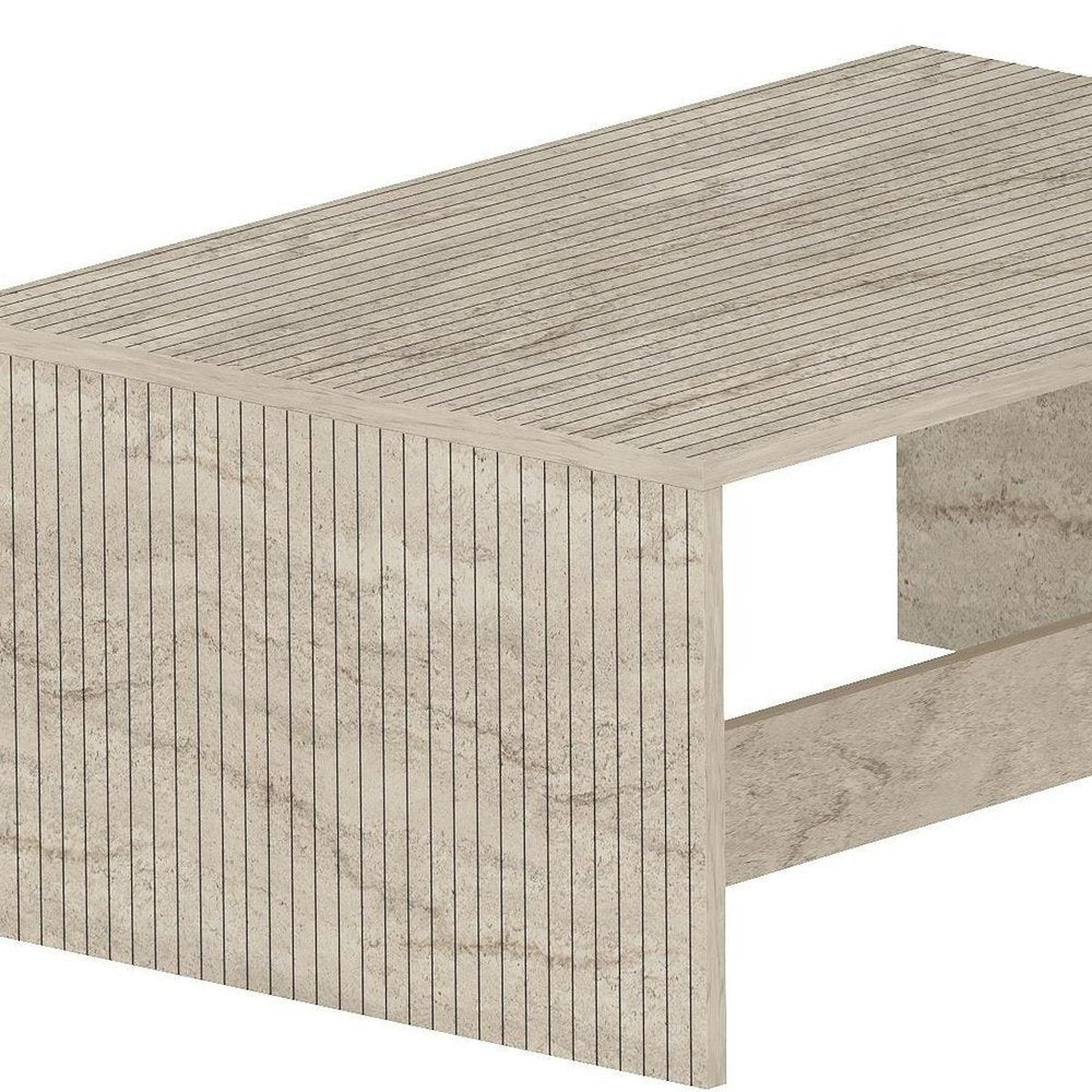 36" Tan Melamine Veneer And Wood Block Coffee Table — view 4