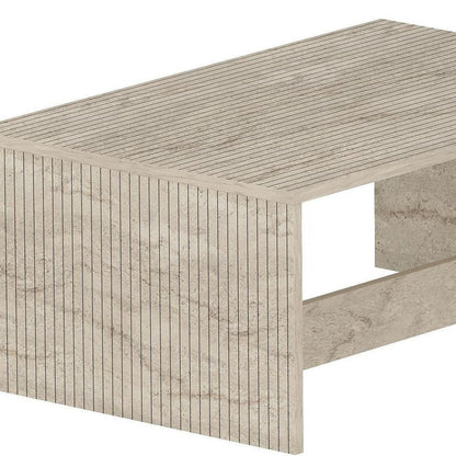 36" Tan Melamine Veneer And Wood Block Coffee Table HomeRoots
