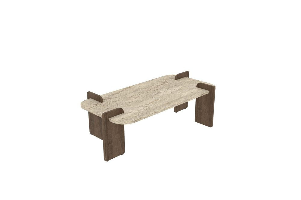 48" Tan Melamine Veneer And Wood Block Coffee Table — view 5