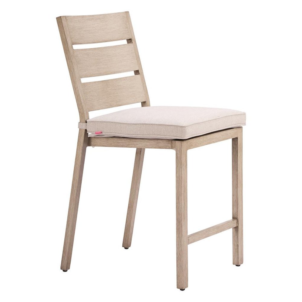 Set of Two 27" Gray Aluminum Outdoor Counter Height Bar Chairs HomeRoots