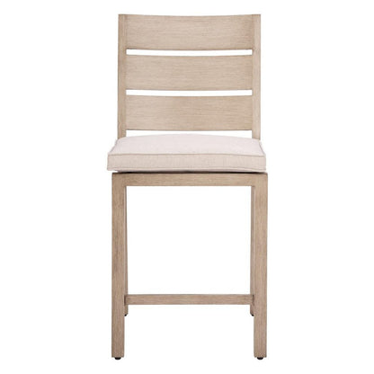 Set of Two 27" Gray Aluminum Outdoor Counter Height Bar Chairs HomeRoots