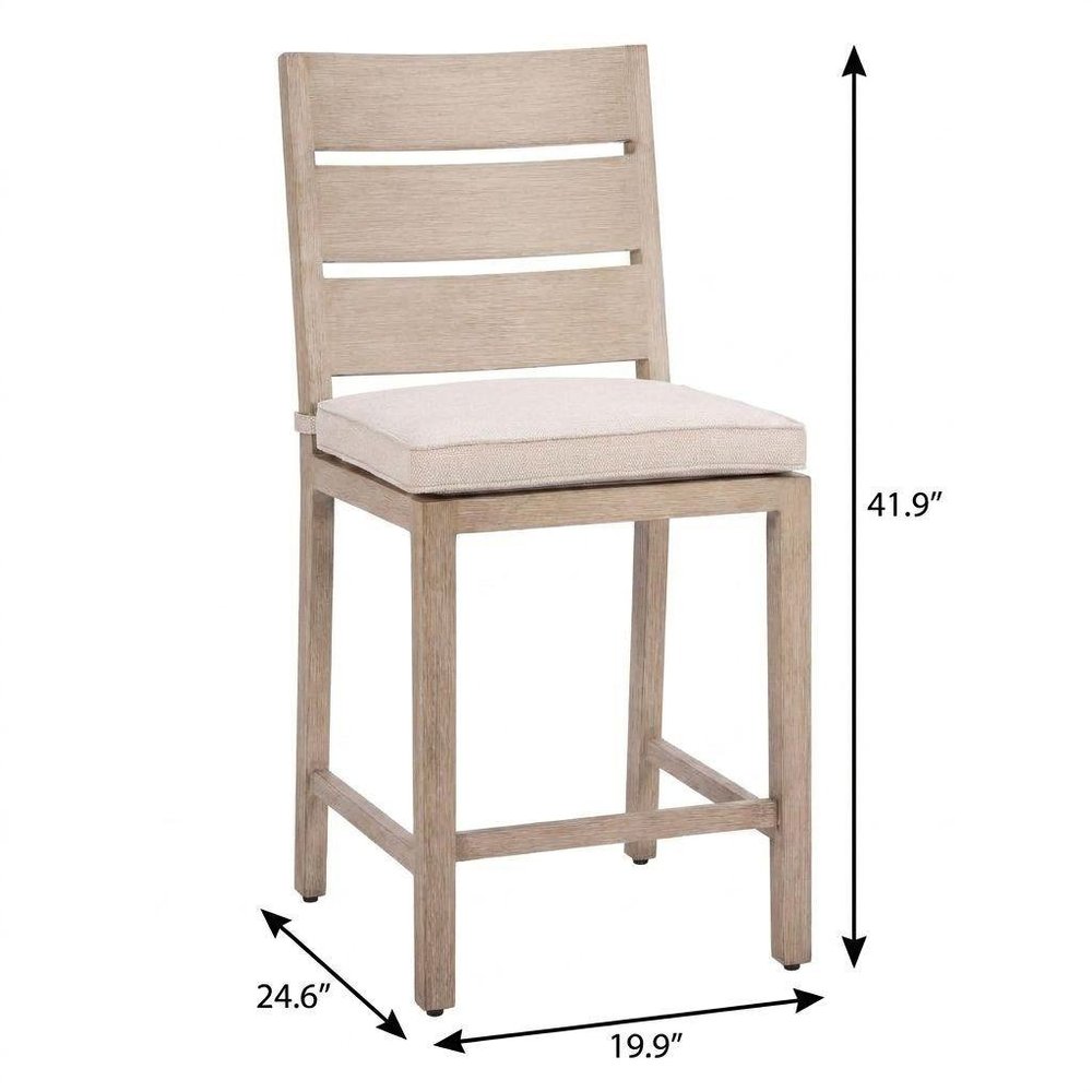 Set of Two 27" Gray Aluminum Outdoor Counter Height Bar Chairs — view 6
