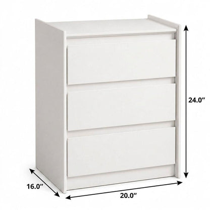 24" White Wood Three Drawer Nightstand with USB Port and Integrated Tech HomeRoots
