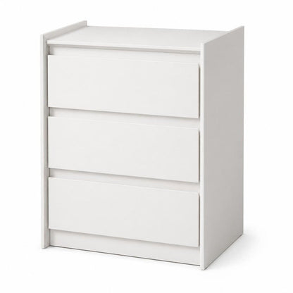 24" White Wood Three Drawer Nightstand with USB Port and Integrated Tech HomeRoots