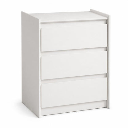 24" White Wood Three Drawer Nightstand with USB Port and Integrated Tech HomeRoots