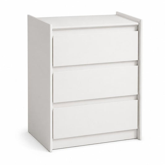24" Black Wood Three Drawer Nightstand with USB Port and Integrated Tech