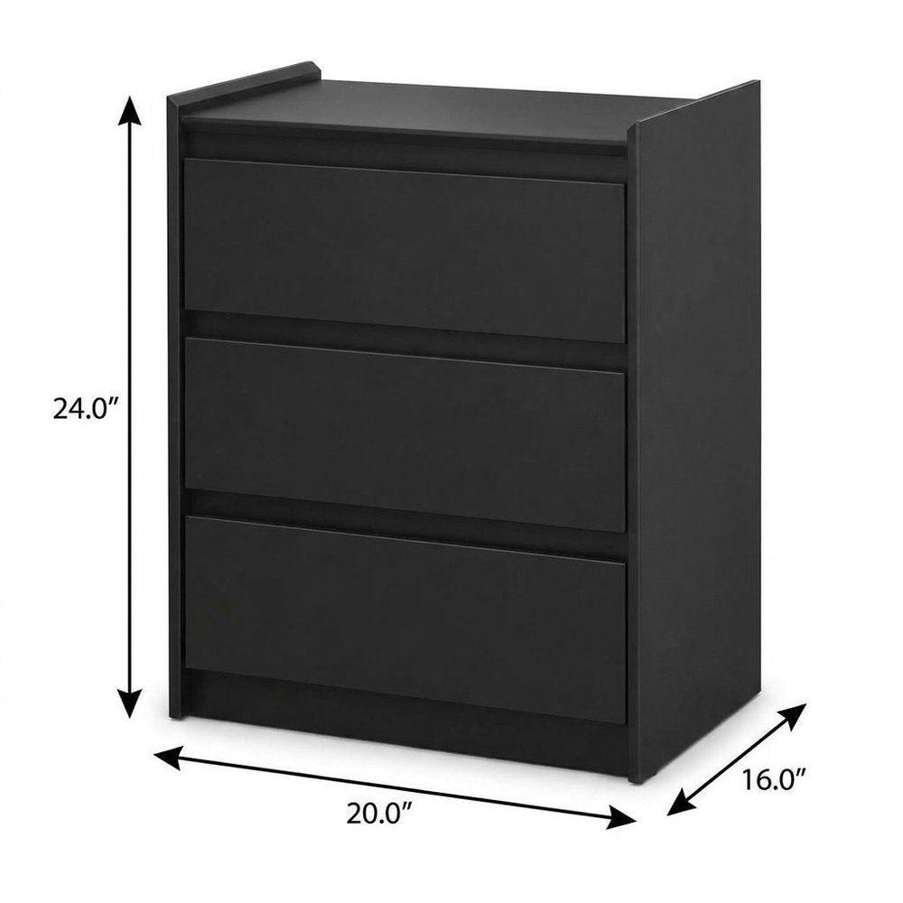 24" White Wood Three Drawer Nightstand with USB Port and Integrated Tech — view 7