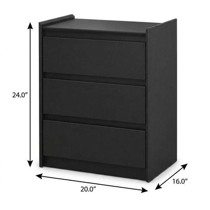 24" White Wood Three Drawer Nightstand with USB Port and Integrated Tech HomeRoots